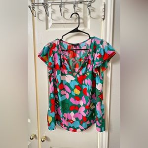 JCrew Drapy V-Neck Floral Top - Small